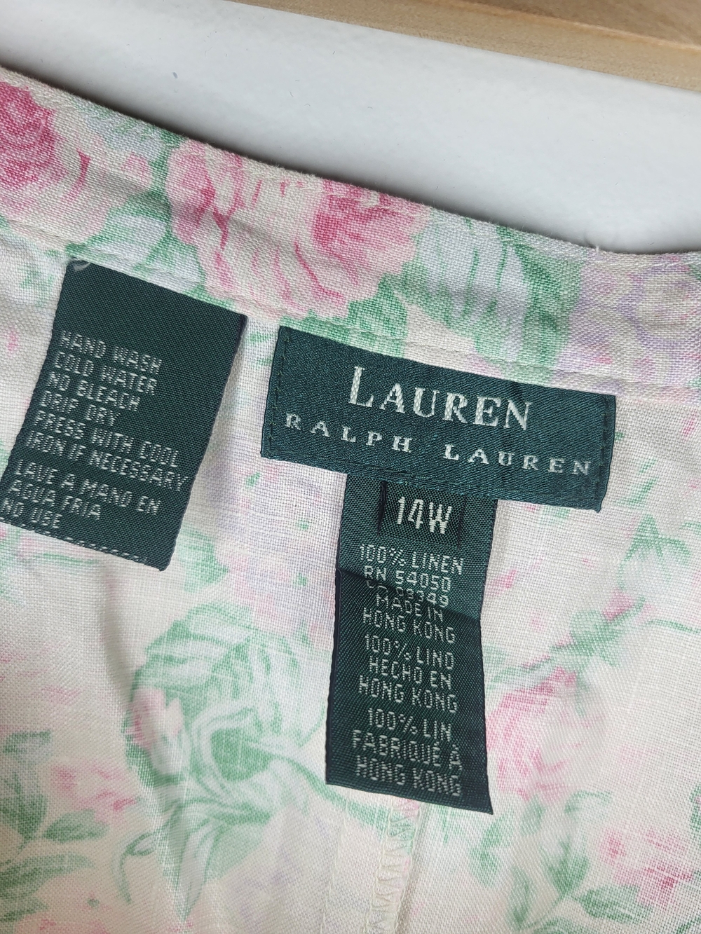 Ralph Lauren Cream Maxi Skirt with Pink Rose and Green Leaf Print - Picture 6 of 8